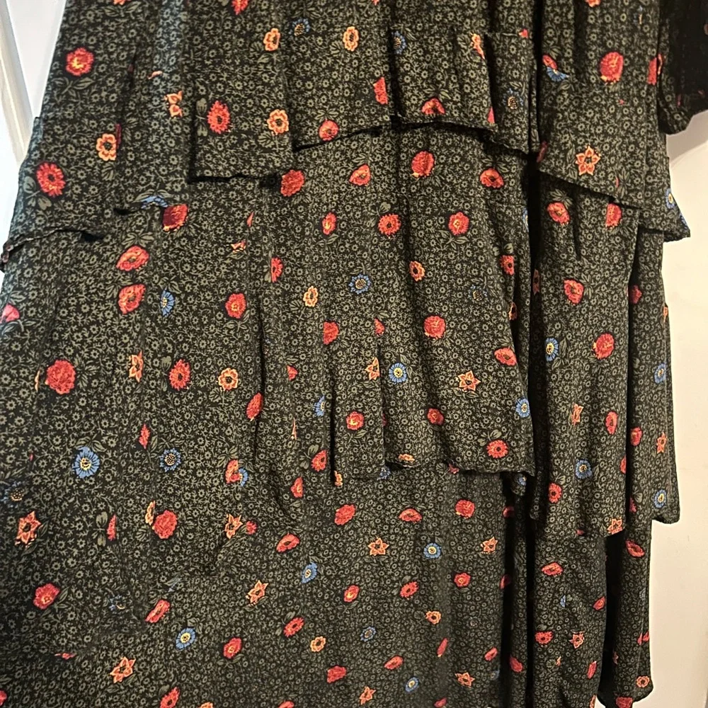 Free People Black and Red Floral Long Sleeve Dress - Picture 4 of 5